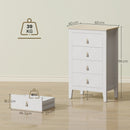 Cassettiera per Camera da Letto a 4 Cassetti 60x40x98 cm con Maniglie in Finta Pelle in Legno Bianco  