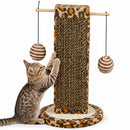 Tiragraffi per Gatti Verticale da 30 cm Graffiatoio Gioco con Palline per Felini in Cartone Ondulato Marrone      
