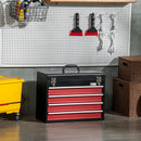 Cassetta Porta Attrezzi 4 Cassetti e Vassoio 51x22x39,5 cm in Acciaio Rosso e Nero