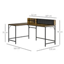 Scrivania Angolare da Ufficio 165x110x95 cm in Legno e Metallo Marrone Rustico