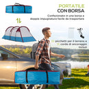 Tenda da Campeggio Impermeabile con 2 Aree e 3 Ingressi 420x200x150 cm in Poliestere e Fibra di Vetro Rosso
