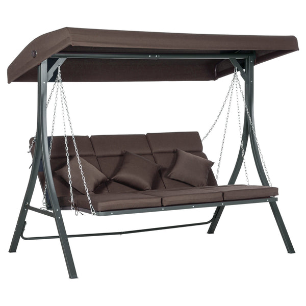online Dondolo da Giardino 3 Posti 198x118x168 cm Sedute Separate con Chaise Longue Marrone