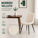 Set 4 Sedie da Pranzo Seduta Ergonomica 43x52x85 cm Struttura in Acciaio in Velluto Crema     
