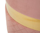 Puff con Contenitore Sheffild Rosa Set 2 Pz Ø37x42 cm - Ø28x35 cm in Ferro e MDF e Spugna e Poliestere Rosa e Oro      