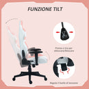 Sedia da Gaming Reclinabile 155° con Poggiatesta e Supporto Lombare 69x54x125-132,5 cm in Similpelle Rosa