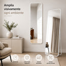 Specchio da Terra e da Muro Rettangolare 155x45 cm Struttura in Alluminio Bianco      