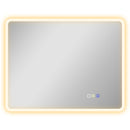 Specchio da Bagno 70x90 cm LED Bluetooth con Interruttore Touch Luce 3 Colori Anti-appannamento Argento      