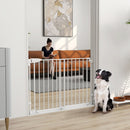 Cancelletto di Sicurezza per Cani 74,5-111,5x74,5 cm Chiusura Automatica e Apertura con Una Mano in Metallo PP e ABS Bianco      