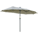 Ombrellone da Giardino Doppio 450 cm con 48 Luci LED e Manovella Grigio Chiaro      