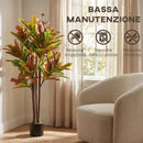 Pianta Artificiale di Croton Multicolore 55x55x120 cm in PEVA e Legno con Vaso Contenitore in PP e Cemento Nero      