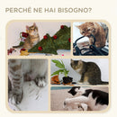 Tiragraffi Scaletta per Gatti a 3 Livelli 45x40x48 cm con Pallina Pali in Juta Grigio