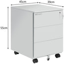 Cassettiera da Ufficio 30x45x60 cm Mobiletto Portaoggetti per Documenti con Serratura in Acciaio Grigio      