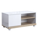 Mobile TV in Legno con Ruote 80x45x39,5 cm Bianco Lucido