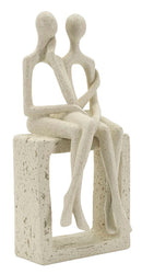 Statuetta Coppia Stons 11,5x9x25 cm in Resina Crema      