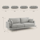 Divano 3 Posti 218x88x93 cm in Tessuto Cammello