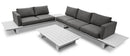 Set da Giardino Divano Angolare e Tavolino in Alluminio Bianco e Grigio