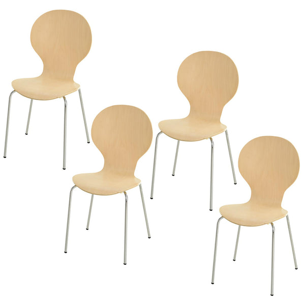 sconto Set 4 Sedie Impilabili in Acciaio e Legno
