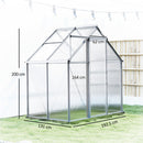 Serra da Giardino 192,5x131x200 cm con Porta a Battente e Finestra a Tetto in Policarbonato e Alluminio Argento      