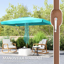 Ombrellone da Giardino 300x200x235H cm Inclinabile e Anti UV 50+ Turchese  
