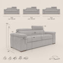 Divano Letto 3 Posti 240x100x95 cm in Tessuto Petrolio