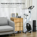Cyclette Magnetica Pieghevole 97x43x110 cm a 8 Livelli di Resistenza con Seduta Regolabile in Acciaio Nero      