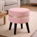 Pouf Sgabello Ø35x40,5 cm Design Moderno Poggiapiedi con Rivestimento in Velluto Rosa     