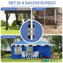 Set 4 Pesi per Gazebo 20x10x43 cm Riempibili con Sabbia fino a 12 kg in Tessuto Oxford 168D Nero e Grigio      