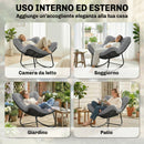 Sedia a Dondolo 87x110x70 cm con Cuscino Morbido in Rattan Grigio Scuro      