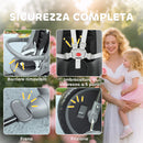 Triciclo per Bambini 6 in 1 111,5x52x98 cm Pieghevole con Sedile Girevole Nero   