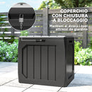 Baule da Giardino 56x45x53 cm Capienza 121L con Maniglie in Plastica Impermeabile Nero      