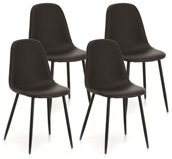 Set 4 Sedie 44x50x85 cm in Similpelle Marrone acquista