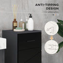 Mobiletto Bagno 1 Cassetto 1 Anta 30x30x82 cm in Truciolato Nero e Grigio