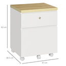 Cassettiera 2 Cassetti per Ufficio 47x39,5x62 cm con  Ruote Bianca