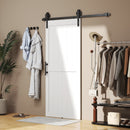 Porta Scorrevole in Stile Country con Binario 91,5x 213,4A cm in Legno e Acciaio Bianco e Nero   