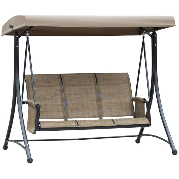 online Dondolo 3 Posti da Giardino 196x128x172 cm in Metallo e Textilene Marrone