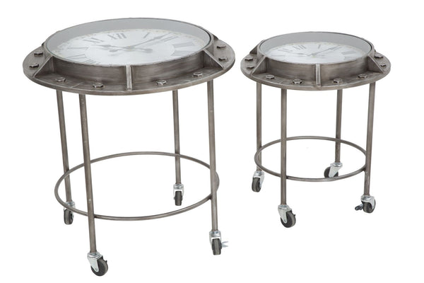 prezzo Tavolo da Caffé Bolt Coppia Ø59,5x64-45x52 cm Legno e Ferro Grigio