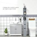 Mobile Colonna Bagno con Ripiani Aperti e Cassetti, in Legno, 15x33x136.8 cm, Grigio      