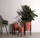 Porta Vasi Milly Tris Ø36x56,5 cm - Ø30x48,5 cm - Ø24x37,5 cm in Ferro Rosso mattone e Nero      