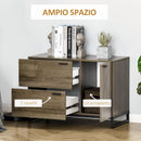 Mobile Credenza 2 Cassetti 1 Anta 80x41,5x58 cm in Legno e Metallo
