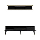 Porta tv con pensile Bientv 180 effetto marmo nero particolari oro