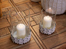 Porta Candele Dune con Vetro Ø12x16 cm in Ferro e Vetro Crema      