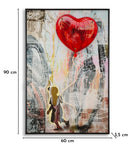 Stampa con LED su Tela Heart 60x3,5x90 cm in Tela e Plastica e MDF Multicolor      