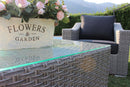 Set Salotto da Giardino Divano 2 Poltrone e Tavolino con Cuscini in Wicker Grigio