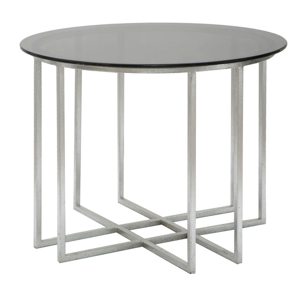 Tavolinetto da Caffé Oslo Ø58x43 cm in Ferro e Vetro Argento e Nero acquista