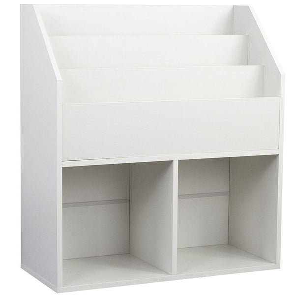 acquista Libreria Cameretta Bambini Legno Scaffale 5 Ripiani Porta Giocattoli Libri Bianco