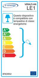 Lampadario 3xE14 Montatura Bianco Oro Vetro Ss Bianco Sfumato Rosa E-Energy Vera