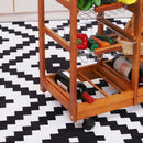 Carrello da Cucina Multiuso in Legno di Pino con 4 Ruote e Cassetti Marrone Chiaro 74x37x75 cm