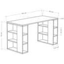 Scrivania Tavolo con Gambe Libreria 140x60x75 cm 6 Scomparti Laterali in Legno Bianco      