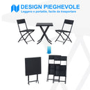 Set Tavolino e 2 Sedie Pieghevoli da Giardino in Rattan Sintetico Nero 