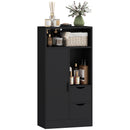 Mobile da Bagno 50x25x100 cm con Armadietto 2 Cassetti e Vano Aperto Rivestimento in Melamina Nero      